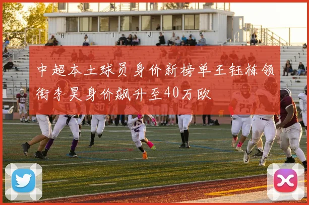 中超本土球员身价新榜单王钰栋领衔李昊身价飙升至40万欧